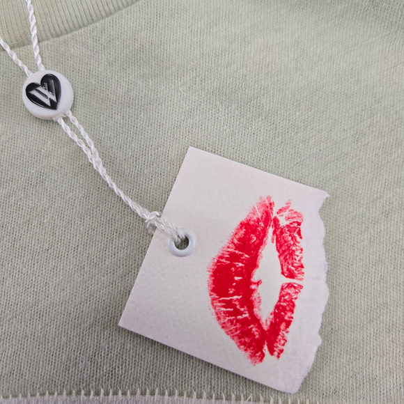 Wildfox Beige Green White Colorblock Heart Logo Semi-Sheer T-Shirt Size XS - Picture 5 of 9